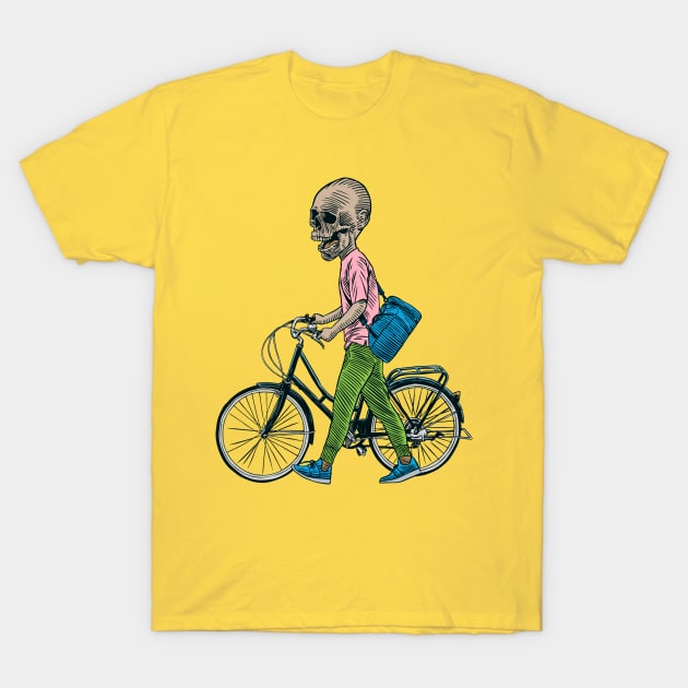 Skull Push Bicycle T-Shirt by jafaris